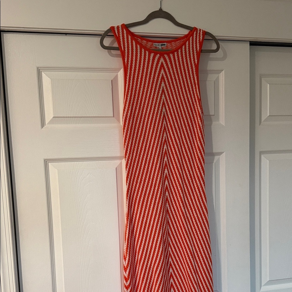 Orange/White Chevron Maxi Dress